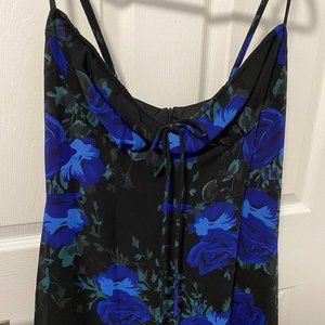 Navy Floral Midi Dress, Size M